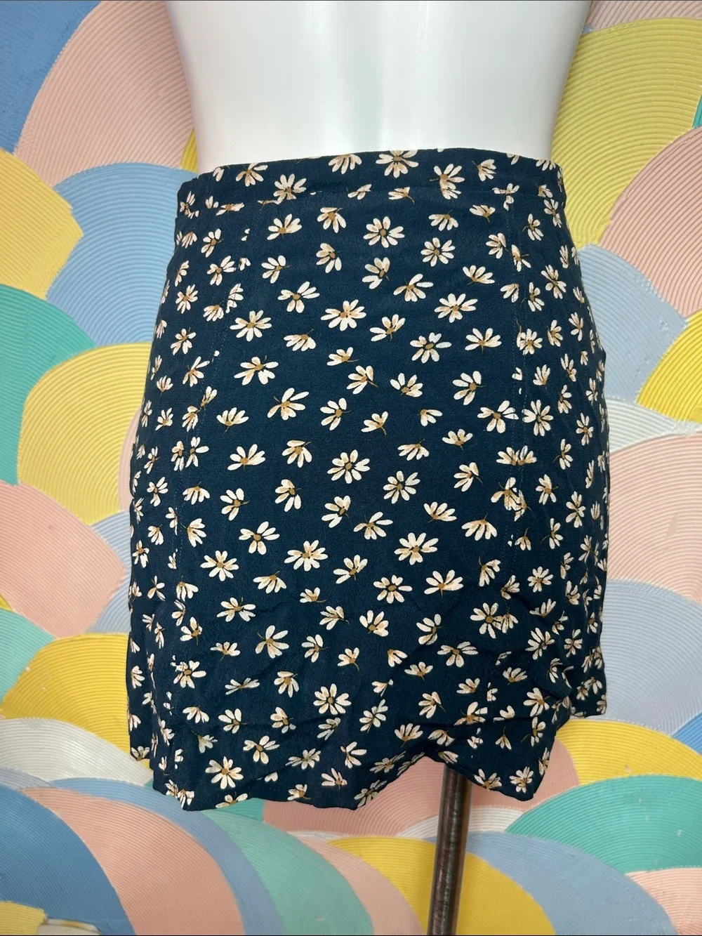 Cooperative Navy Floral Scallop-Hem Mini Skirt sz 6